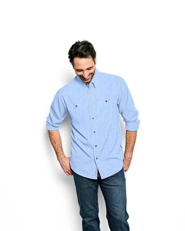 Men's Tech Chambray Long-Sleeve Work Shirt - MEDIUM BLUE image number 1