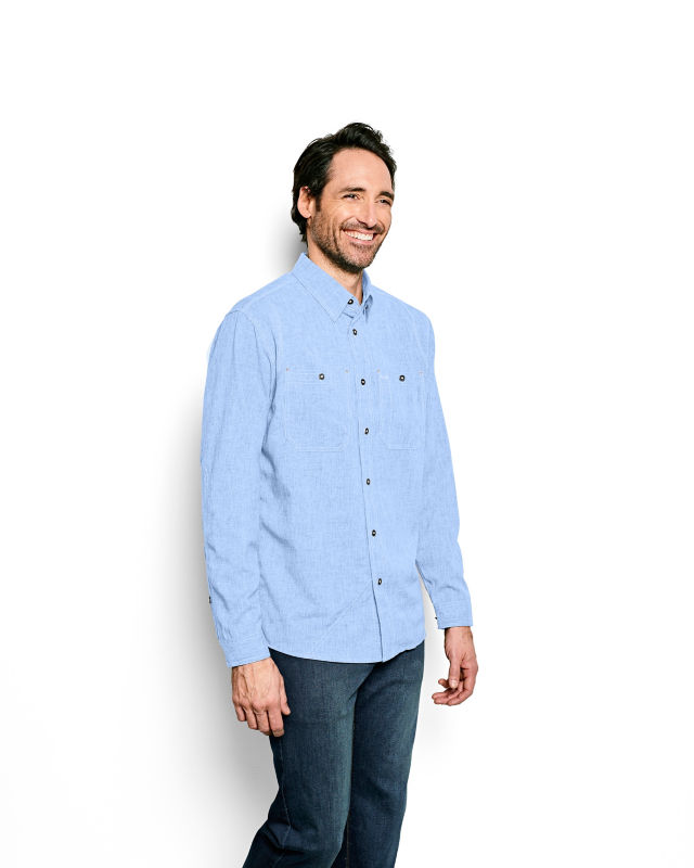 Men's Tech Chambray Long-Sleeve Work Shirt - MEDIUM BLUE image number 2