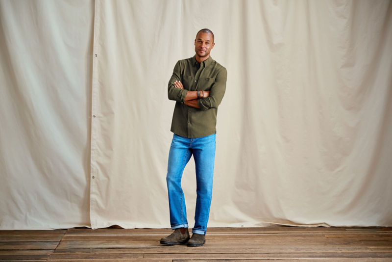 Men&rsquo;s Tech Chambray Long-Sleeve Work Shirt - DEEP TARRAGON image number 3