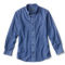 Wrinkle-Free Pure Cotton Denim Shirt - WASHED INDIGO image number 0