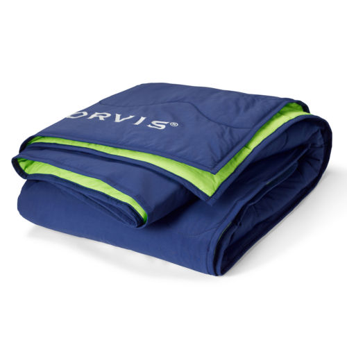 Blue and green Orvis throw blanket