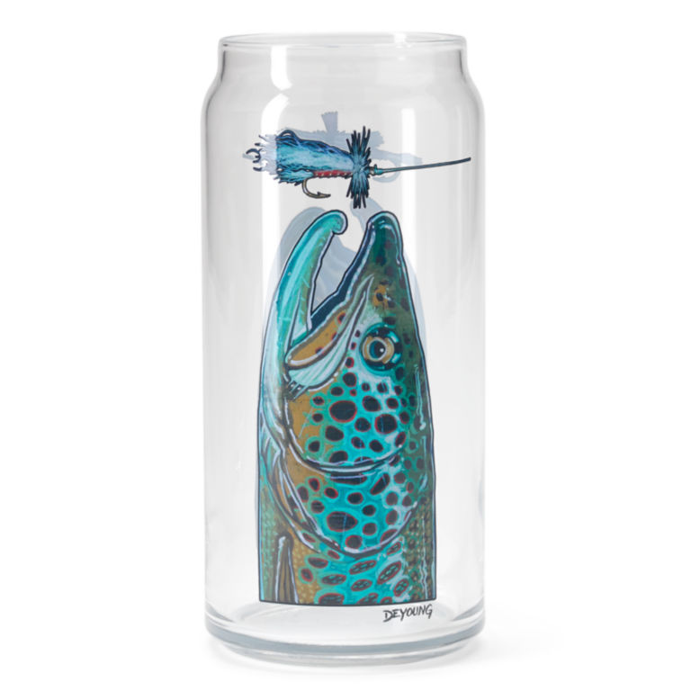 DeYoung Fish Beer Can Pilsner Glass - BROWN TROUT/RAINBOW image number 0