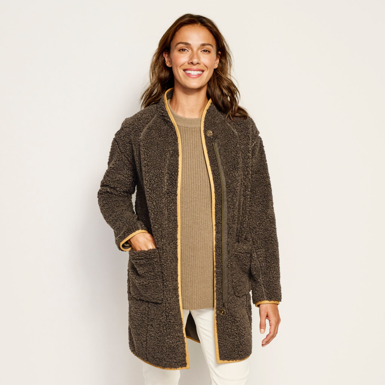 Sherpa Cozy Cocoon Coat - PEAT image number 1