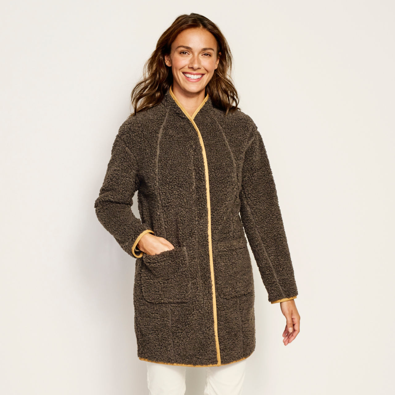 Sherpa Cozy Cocoon Coat - PEAT image number 0