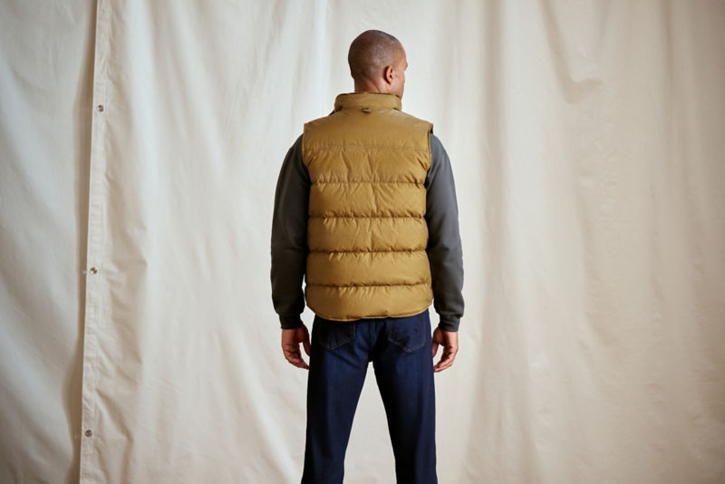 Waxed Down Puffer Vest - KHAKI image number 4