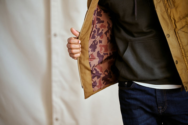 Waxed Down Puffer Vest - KHAKI image number 2