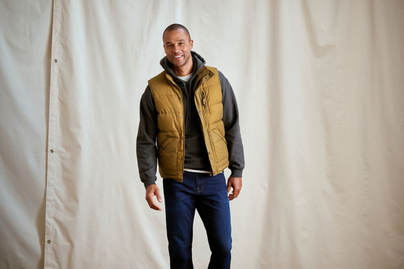 Waxed Down Puffer Vest - KHAKI