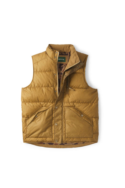 Waxed Down Puffer Vest - KHAKI image number 5