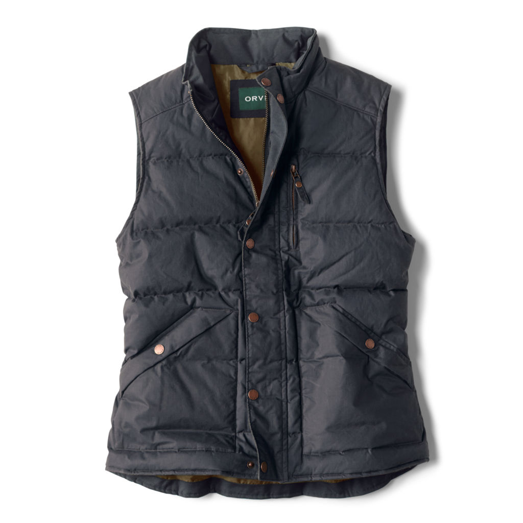 Waxed Down Puffer Vest - NAVY image number 0