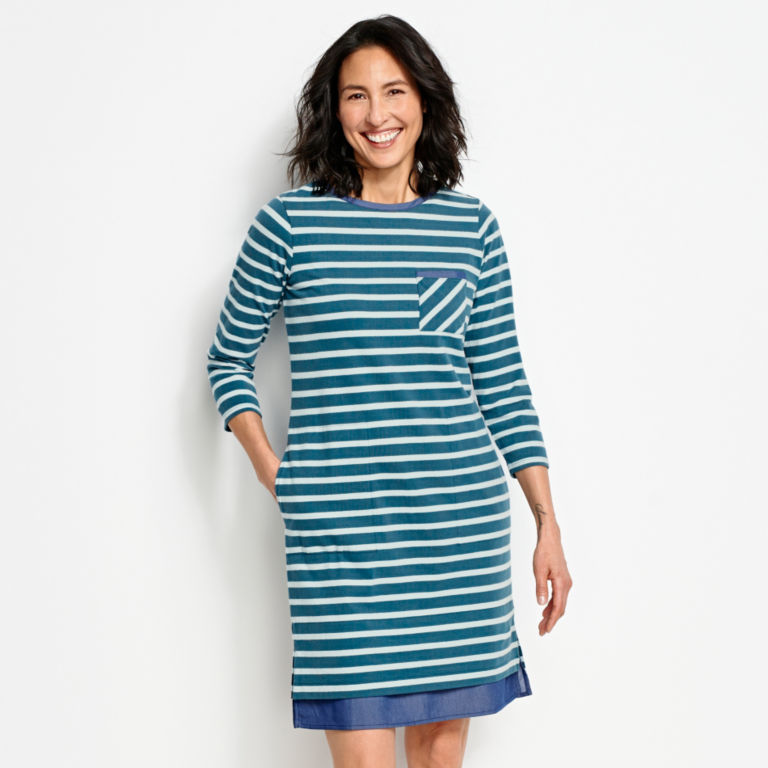 Mixed Media Classic Cotton Striped Dress -  image number 0