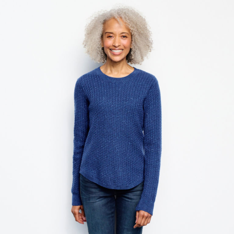 Donegal Crew Textured-Stitch Sweater - MOONLIGHT BLUE image number 1