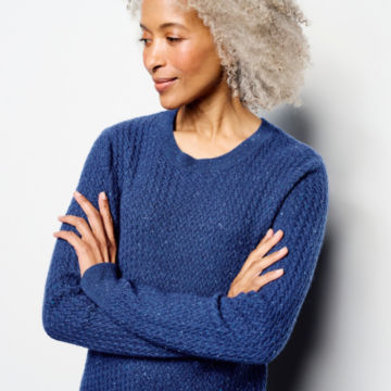 Donegal Crew Textured-Stitch Sweater - MOONLIGHT BLUEimage number 4