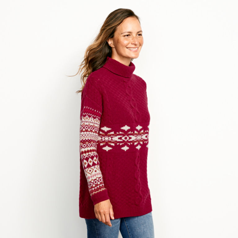 Alpine Fair Isle And Cable Turtleneck Sweater -  image number 1