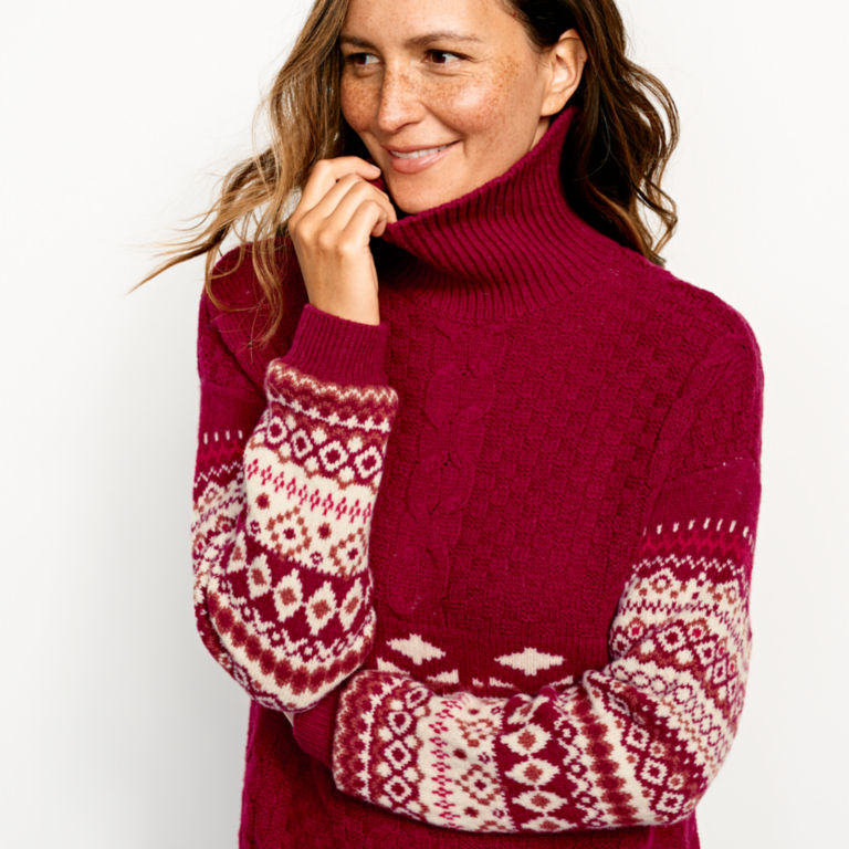 Alpine Fair Isle And Cable Turtleneck Sweater -  image number 3