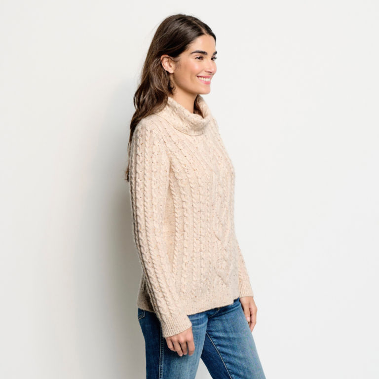 Donegal Cable Turtleneck Sweater - BEET image number 2