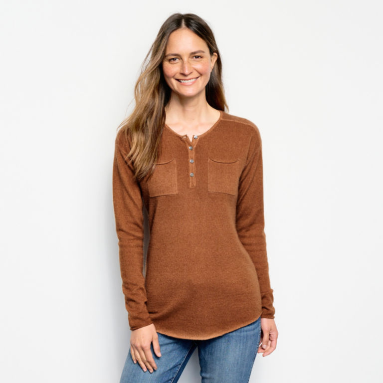 Garment-Dyed Cashmere Henley Sweater -  image number 0