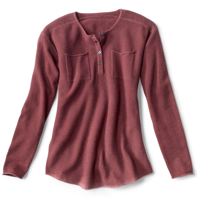 Garment-Dyed Cashmere Henley Sweater - SANGRIA image number 0