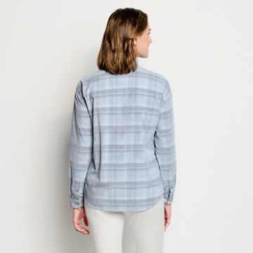 Yarn-Dyed Soft Plaid Corduroy Shirt - BLUE FOG image number 3