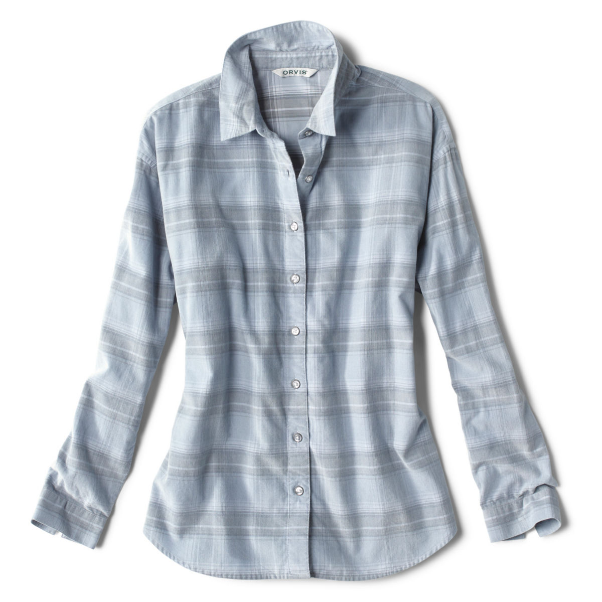 Yarn-Dyed Soft Plaid Corduroy Shirt - BLUE FOGimage number 0