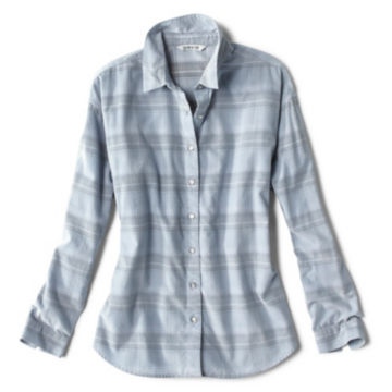 Yarn-Dyed Soft Plaid Corduroy Shirt - BLUE FOG image number 0