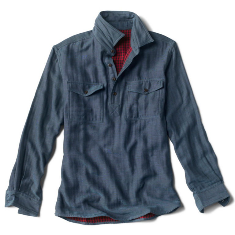 Double-Faced Popover Long-Sleeved Shirt - MEDIUM BLUE image number 0