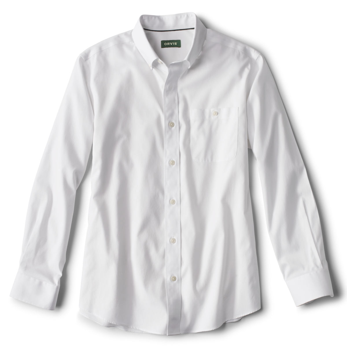 Solid Pinpoint Wrinkle-Free Comfort Stretch Long-Sleeved Shirt - WHITEimage number 0