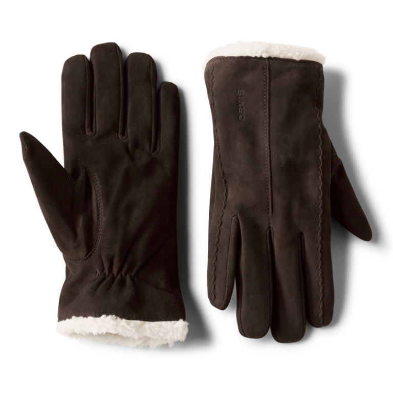 Women’s Suede Sherpa-Lined Gloves - PEAT image number 0