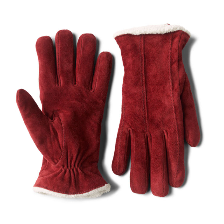 Suede Sherpa-Lined Gloves - GARNET image number 0