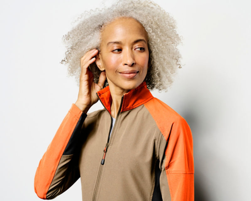 Women&rsquo;s PRO LT Softshell Pullover - TAN/BLAZE image number 4