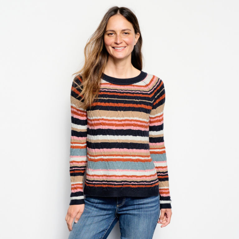 Multi Stripe Cable Sweater - MULTI STRIPE image number 1