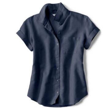 Linen/Cotton Garment-Dyed Short-Sleeved Shirt - 