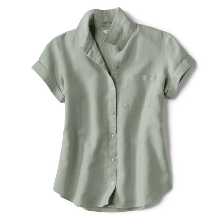 Linen/Cotton Garment-Dyed Short-Sleeved Shirt -  image number 3