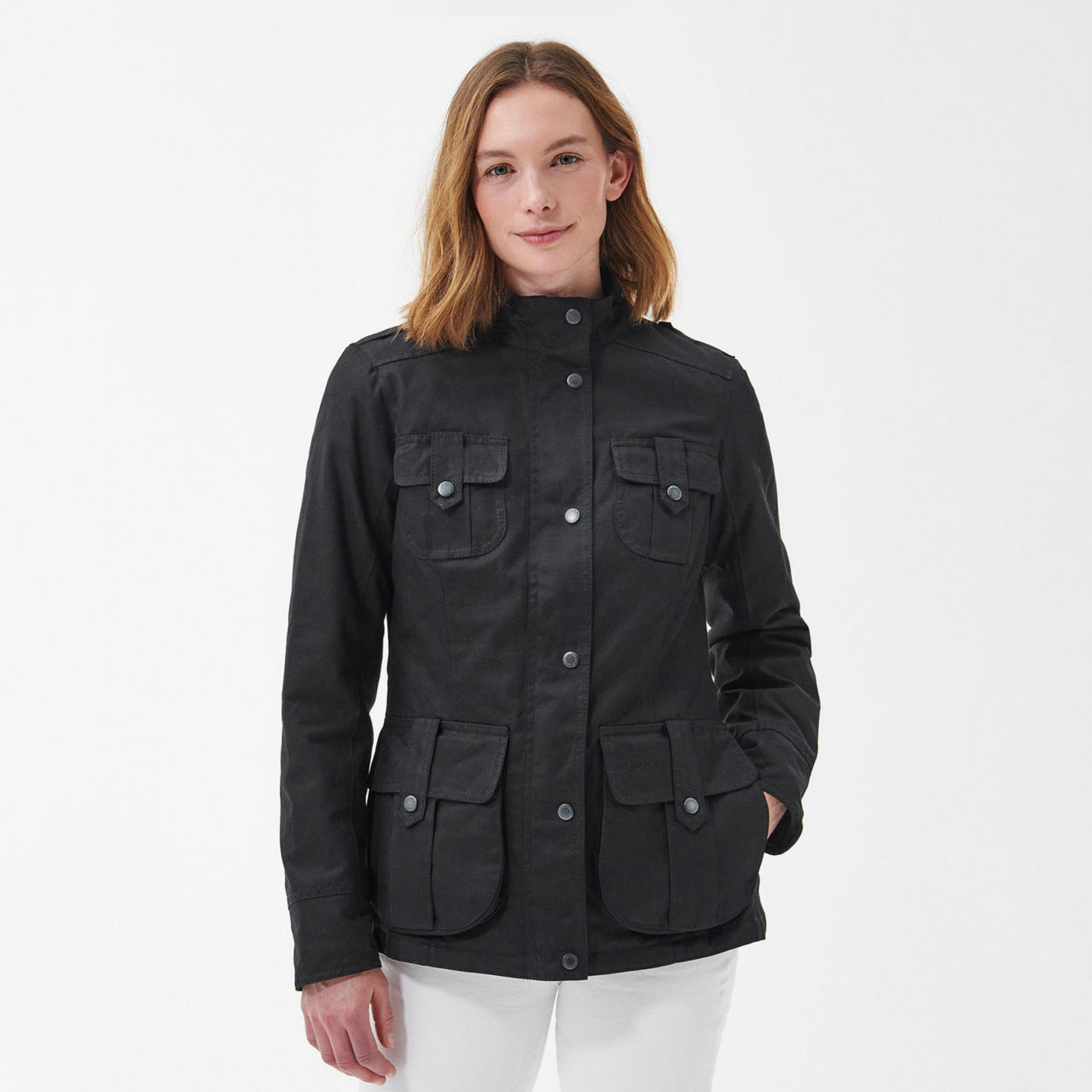 Barbour® Winter Defence Waxed Cotton Jacket - BLACK image number 0