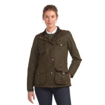 Barbour® Winter Defence Waxed Cotton Jacket - OLIVE image number 1