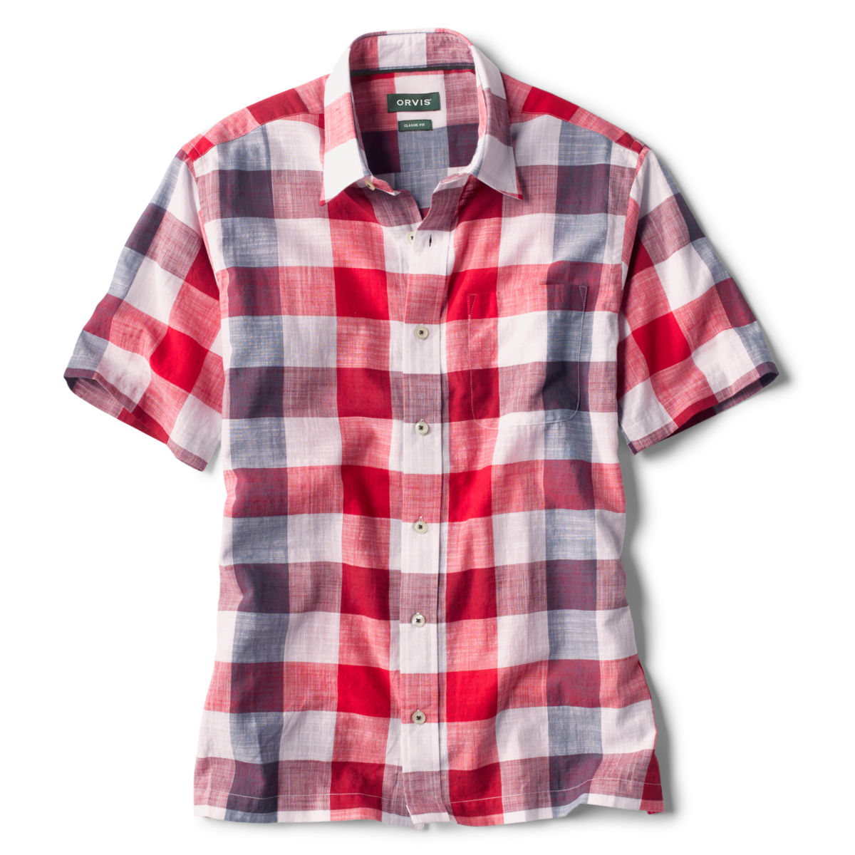 Oversized Red, White, And Blue Check Short-Sleeved Shirt - image number 0
