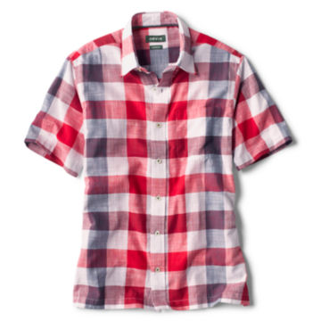 Oversized Red, White, And Blue Check Short-Sleeved Shirt -  image number 0