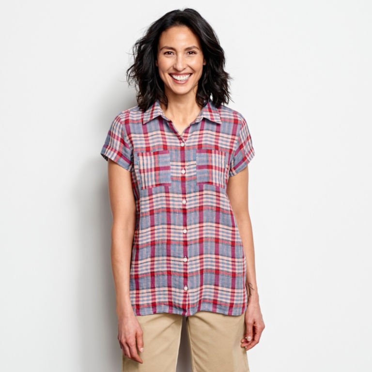 Linen Check Short-Sleeved Shirt -  image number 0