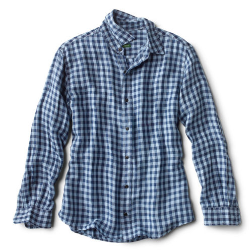 The blue Westview Gingham Long-Sleeved Shirt