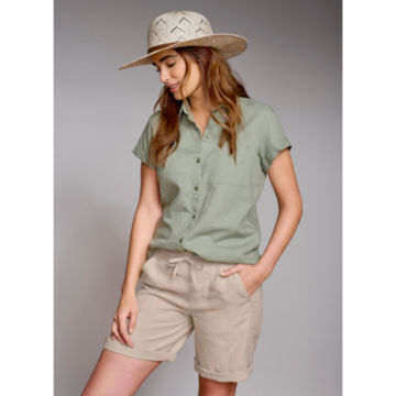 Linen/Cotton Garment-Dyed Short-Sleeved Shirt - image number 4