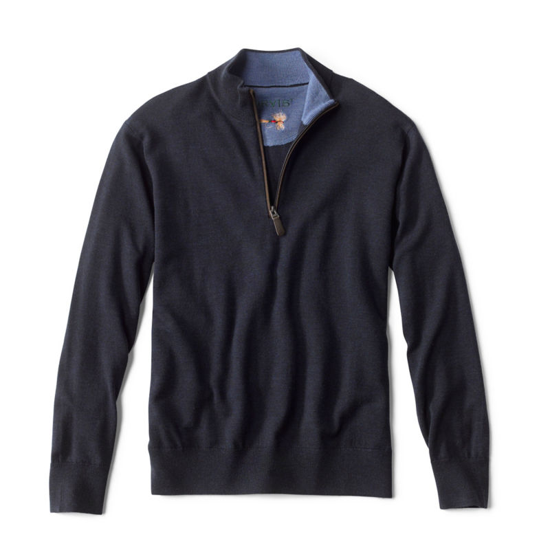 Orvis Sweater Sweatshirt 1/4 Zip Pullover Fly Fishing Blue Men's