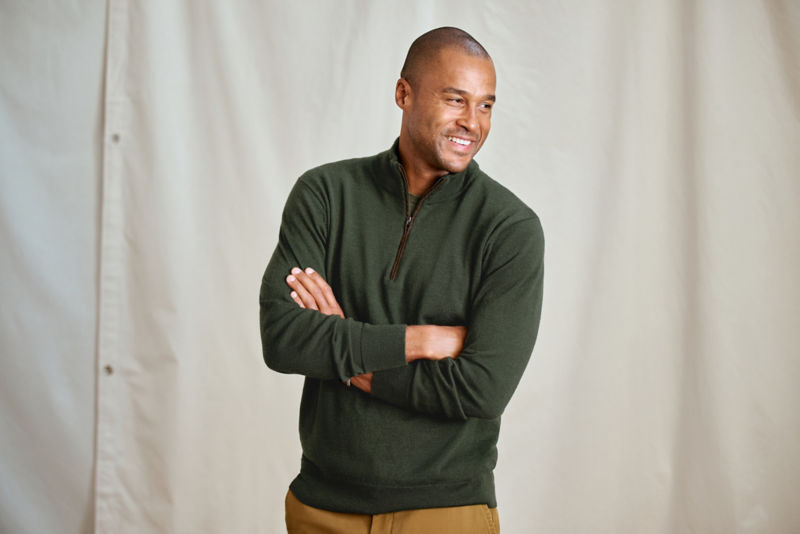 Merino Wool 1/4-Zip Sweater 2.0 - IVY image number 1