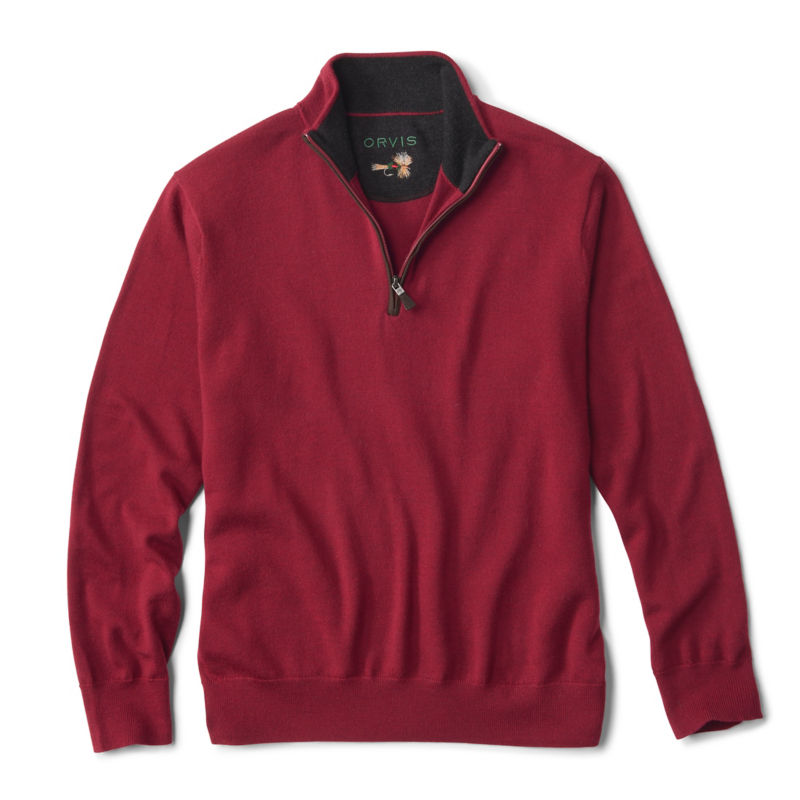Merino Wool 1/4-Zip Sweater 2.0 - CRIMSON image number 2