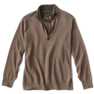 Merino Wool Quarter-Zip Sweater 2.0 in Bark.