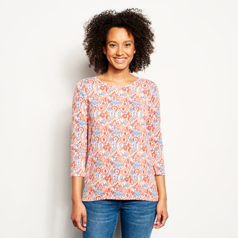 Relaxed Printed Three-Quarter-Sleeved Tee -  image number 0