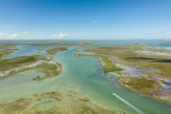 An aerial view of Bahamian waterways