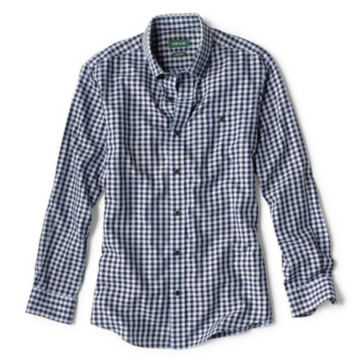 Wrinkle-Free Comfort Stretch Indigo Plaid Long-Sleeved Shirt -  image number 0