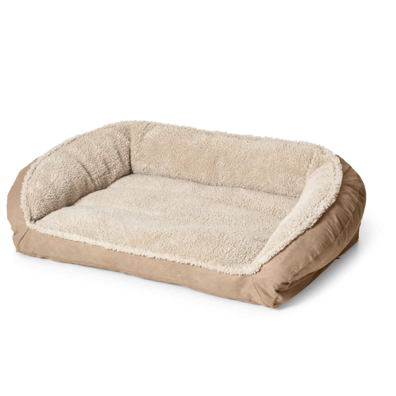 Orvis ComfortFill-Eco™ Bolster Dog Bed with Fleece - KHAKI image number 1