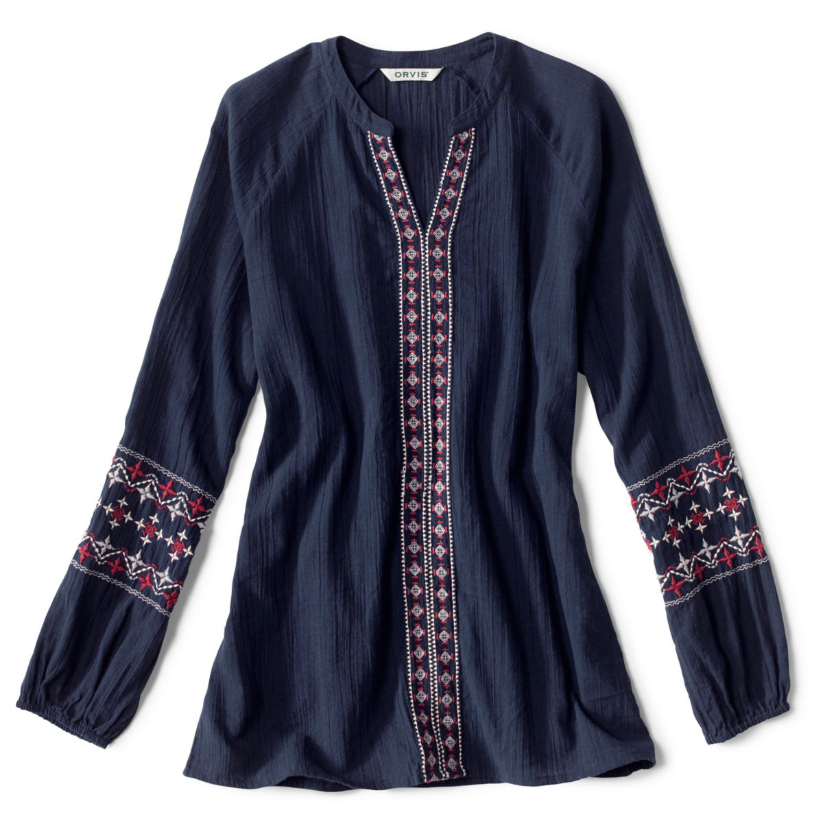 Long-Sleeved Embroidered Popover Shirt - BLUE MOON/ROSEWOODimage number 0
