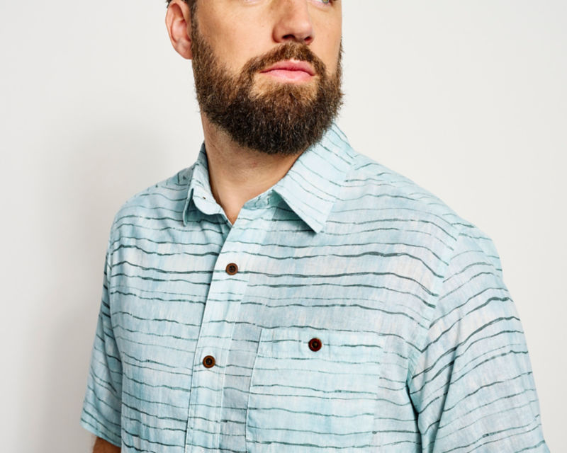Hemp/TENCEL Stretch Short-Sleeve Shirt - BLUE FOG image number 4