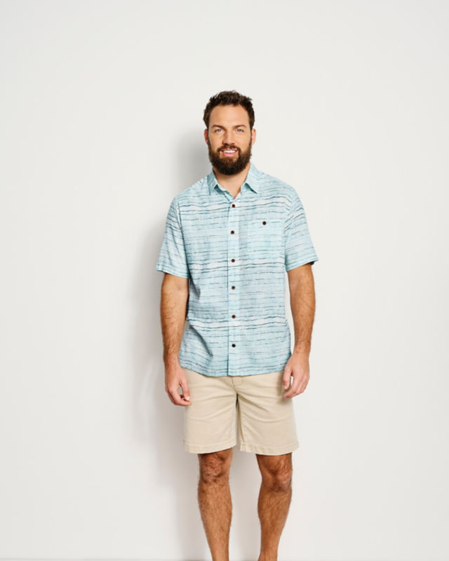 Hemp/TENCEL Stretch Short-Sleeve Shirt - BLUE FOG image number 1